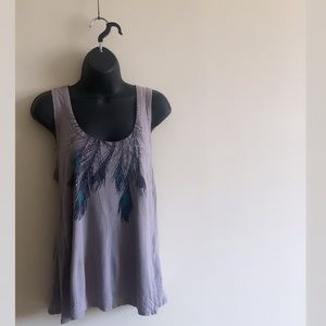 Grey Feather Racer Back Tank